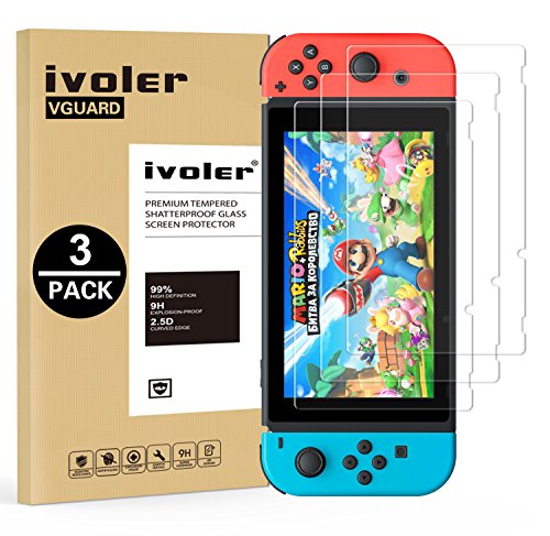 ivoler [3 Unidades] Protector de Pantalla para Nintendo Switch, Cristal Vidrio Templado Premium