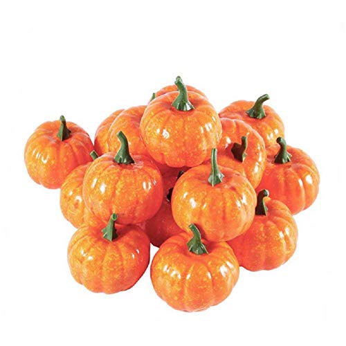 Iwinna 16 PCS Halloween Artificial Pumpkin for Autumn Thanksgiving Garden Home Harvest Decoration