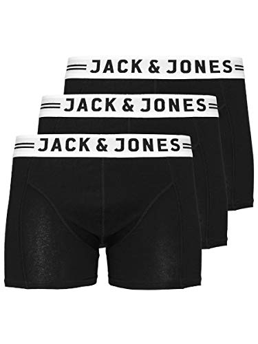 JACK & JONES SENSE TRUNKS 3-PACK Bóxer, Negro, Large (Pack de 3) para Hombre