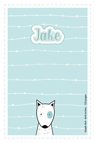 Jake: Personalized Name Squared Paper Notebook Light Blue Dog | 6x9 inches | 120 pages: Notebook for drawing, writing notes, journaling, doodling, ... writing, school notes, and capturing ideas