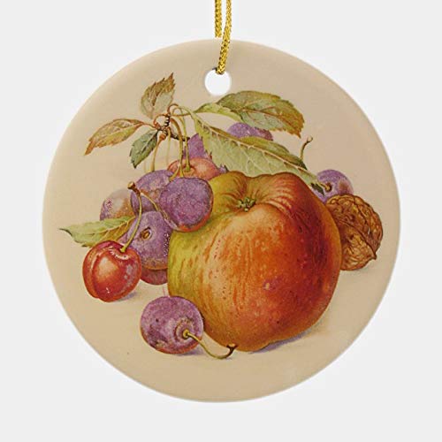 JamirtyRoy1 Christmas Ornament, Fruit Still Life Ceramic Ornament, Xmas Ornament, 3 Inch Christmas Decorating Keepsake Gift For Holiday Wedding Party Decoration Tree Ornaments