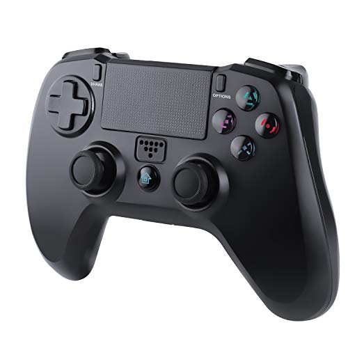 JAMSWALL Mando Inalámbrico para PS4, Gamepad Wireless Bluetooth Controlador Controller Joystick con Vibración Doble Remoto/6-Axis Gyro/Turbo/Panel táctil, Mando para PS4/PS3/ PC (negro)