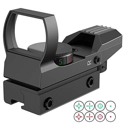 JASHKE Visor de Punto Rojo Iluminación Roja y Verde con Miras Telescópicas de 4 Retículas para Riel de 11 mm JASHKE Visor de Punto Rojo Iluminación Roja y Verde con Miras Telescópicas de 4 Retículas para Riel de 11 mm