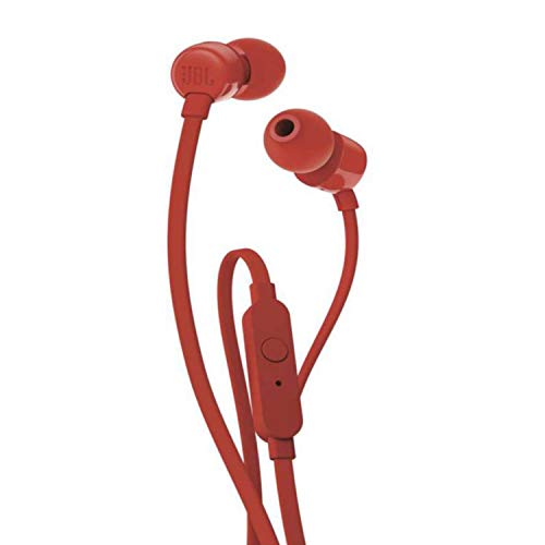 JBL Tune 110 - Auriculares intraaurales Bluetooth con micrófono, rojo