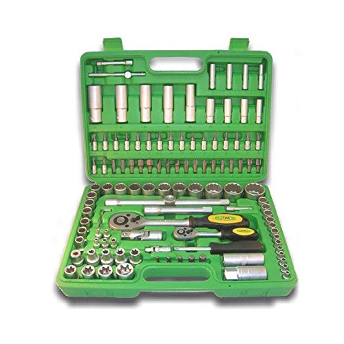 JBM 50791 - Maletín herramientas de 113 piezas con vasos de 12 cantos en estuche (cincado) color verde JBM 50791 - Maletín herramientas de 113 piezas con vasos de 12 cantos en estuche (cincado) color verde