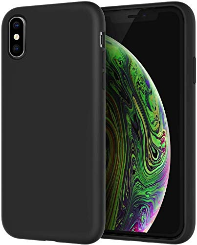 JETech Funda de Silicona Compatible iPhone X, iPhone XS, 5,8", Sedoso-Tacto Suave, Cubierta a Prueba de Golpes con Forro de Microfibra (Negro)