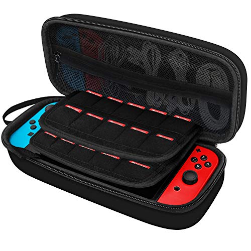 JETech Funda para Nintendo Switch con 20 Bolsillos para Cartuchos de Juegos, Negro