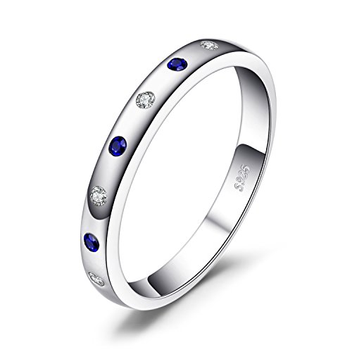 JewelryPalace Anillo elegante adornado Zafiro creado y Circonita en plata de ley 925 Tamaño 09 JewelryPalace Anillo elegante adornado Zafiro creado y Circonita en plata de ley 925 Tamaño 09