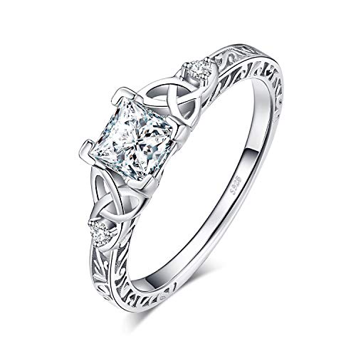 JewelryPalace Anillo Vintage Corte Princesa 1.2ct Zirconia Cúbica Solitaire Compromiso Plata de Ley 925