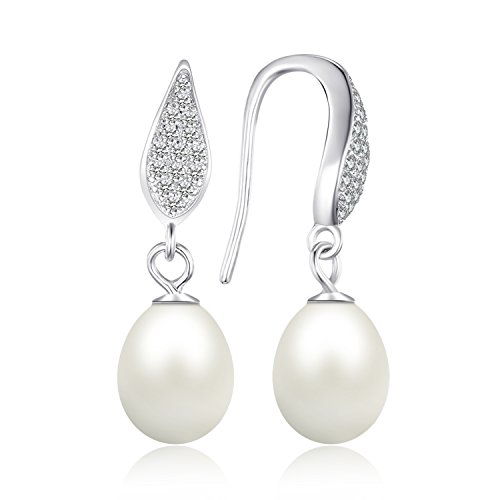 JewelryPalace Pendientes con Perla Agua Dulce Cultivada Plata de ley 925 (9mm) JewelryPalace Pendientes con Perla Agua Dulce Cultivada Plata de ley 925 (9mm)