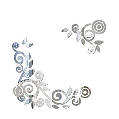 jieGorge 2PC / 1Set 3D DIY Flower Shape Acrílico Adhesivo de Pared Pegatinas Modernas Decoración, Decoración del hogar, para el Día de Pascua (Plata) jieGorge 2PC / 1Set 3D DIY Flower Shape Acrílico Adhesivo de Pared Pegatinas Modernas Decoración, Decoración del hogar, para el Día de Pascua (Plata)