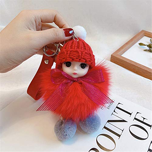 jieGorge Decoración y Colgantes, Bonitas Pieles Pompom Baby Dolls Llaveros Llaveros Bolsa Colgante con Encanto, para el día de San Valentín (K)