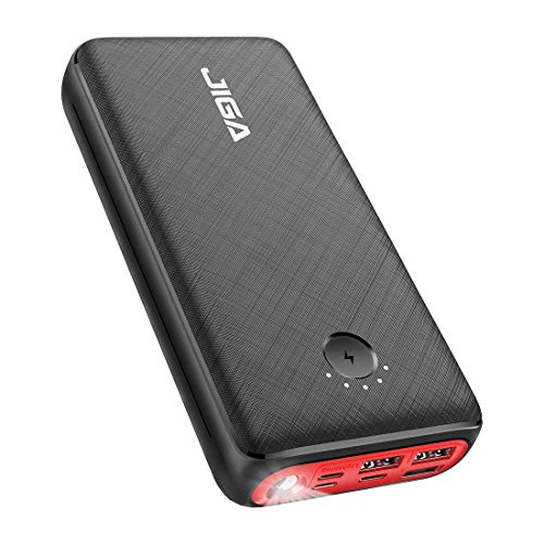 JIGA Power Bank Batería Externa Cargador Móvil Portátil 30000mAh Ultra Alta Capacidad con 3 Salidas y 3 Entradas y Linterna, USB C de Carga Rápida Powerbank para iPhone, Samsung, iPad, Smartphones etc