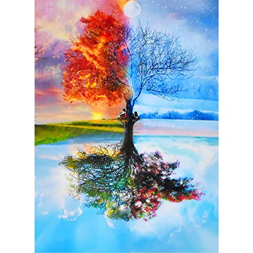 Jinlaili Colorido árbol Pintar por Numeros para Adultos Niños Pintura por Números con Pinceles y Pinturas Decoraciones, DIY Conjunto Completo de Pinturas para el Hogar (16*20 Pulgadas, Sin Marco)