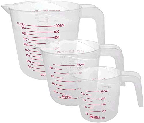 JoGoi - Jarra Medidora de Plástico Para Panadero 3 Unidades, Tamaño Grande, 4 Tazas (1 Litro), 2 Tazas (500 ml) y 1 Taza Pequeña (250 ml) – Apto Para Microondas – Transparente, Fácil de Leer JoGoi - Jarra Medidora de Plástico Para Panadero 3 Unidades, Tamaño Grande, 4 Tazas (1 Litro), 2 Tazas (500 ml) y 1 Taza Pequeña (250 ml) – Apto Para Microondas – Transparente, Fácil de Leer