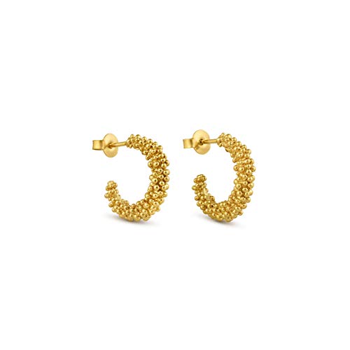 JOIDART – PENDIENTES DORADA STARDUST | Diseñado por Carme Fàbregas | Colección Stardust | Pendientes medianos tipo aros de metal con baño de oro de 24 K JOIDART – PENDIENTES DORADA STARDUST | Diseñado por Carme Fàbregas | Colección Stardust | Pendientes medianos tipo aros de metal con baño de oro de 24 K