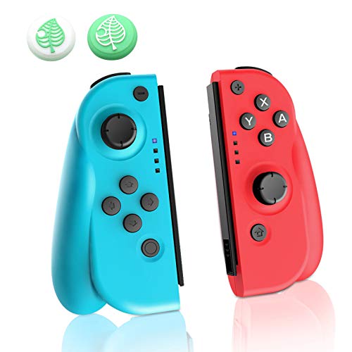 JOYSKY Mando Inalámbrico para Nintendo Switch, Set de 2 Joy con de Repuesto Izquiero y Derecho Inalámbricos Bluetooth Gamepad Joystick Mando (L) Azul/ (R) Rojo
