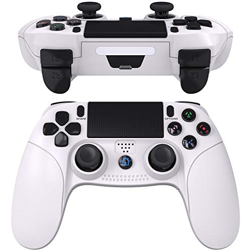 JOYSKY Mando Inalámbrico para Playstation 4,Controlador De Juegos Inalámbrico con Control De Vibración Dual del Motor De Doble Palanca para PS4 (Blanco)
