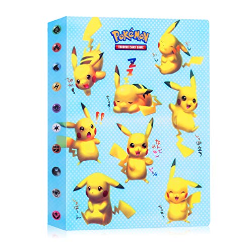 JOYUE Pokemon Card Holder Album, Carpeta Pokemon para Tarjetas, Album de Tarjetas, Fundas Protectoras de Pokemon, Tarjetas GX y EX, 30 Páginas con Capacidad para 240 Tarjetas (Pikachu)
