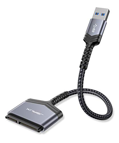JSAUX Avanzado Adaptador USB 3.0 a SATA, Cable SATA USB para Discos Duros SSD/HDD de 2.5 Pulgadas, Compatible con UASP SATA 3.0, Compatible con Windows, MacOS, ChromeOS, Linux-Gris