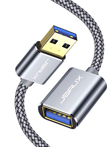 JSAUX - Cable alargador USB de alta velocidad 3.0 de 5 Gbps, USB A macho a A hembra, cable de extensión USB compatible con Oculus Rift, PS VR, impresora, cámara, etc. – gris 3 m