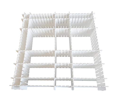 JSF DIY Separadores de Cajones 32.4 x 7 cm, Set de 12 Ajustable Organizador de Cajones (Blanco)
