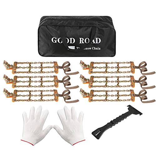 Juego de 6 Cadenas de Nieve para neumáticos de Coche, con Almohadilla de tendón Engrosada y Bloqueo Ajustable, Cadena de Acero Antideslizante antidesgaste, Cadena de Nieve para todoterrenos, Coches Juego de 6 Cadenas de Nieve para neumáticos de Coche, con Almohadilla de tendón Engrosada y Bloqueo Ajustable, Cadena de Acero Antideslizante antidesgaste, Cadena de Nieve para todoterrenos, Coches
