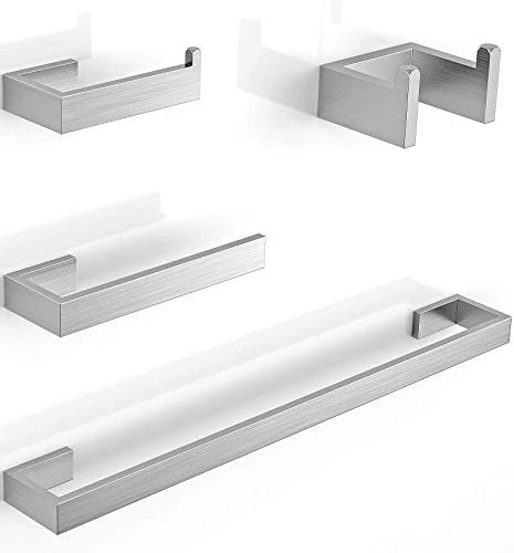 Juego de accesorios para toallero Soporte para papel higiénico Anillo para toalla Gancho para bata de baño Juego de accesorios de hardware autoadhesivo para montar en la pared de 4 piezas Baño Cocina