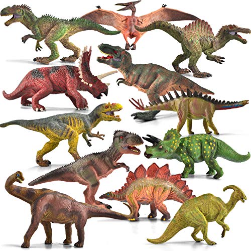 Juego de Figuras de Dinosaurios colosales jur¨¢sicos realistas 12 en 1
