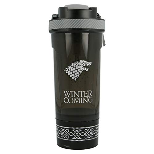 JUEGO DE TRONOS (GOT) - STARK | Shaker con compartimento para los polvos | Botella mezcladora con tamiz para batidos de proteínas y BCAA - sin BPA - 850 ML - a prueba de fugas - Incluye bola JUEGO DE TRONOS (GOT) - STARK | Shaker con compartimento para los polvos | Botella mezcladora con tamiz para batidos de proteínas y BCAA - sin BPA - 850 ML - a prueba de fugas - Incluye bola