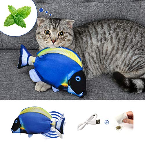 Juguete Para Gato, Juguete Gato Pez, Juguetes Hierba Gatera Pez Juguete Gato En Movimiento, Juguetes Gatos Interactivos 28Cm Pez Gato Juguete Electrico, Carga Usb, Lavable, Para Morder, Masticar