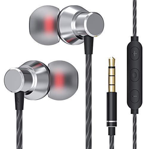 JUKSTG Auriculares In Ear, Cascos con Cable con Micrófono de Alta Sensibilidad, Control de Volumen y Sonido Puro, Compatibles con la Mayoría de los Dispositivos con Conector para Auriculares de 3,5 mm