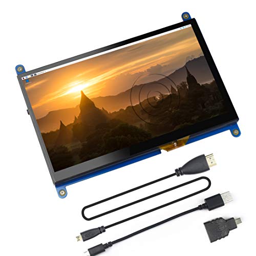 Jun_Electronic para Raspberry Pi 4 Screen, Monitor táctil Capacitivo IPS HDMI de 7 Pulgadas - Pantalla LCD HD de 1024 * 600 (Sistema Raspbian Buster Compatible)