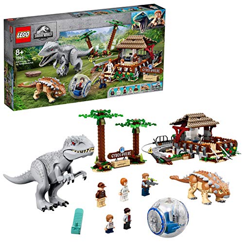 Jurassic World Indominus Rex vs. Ankylosaurus  Set de Dinosaurios con Girosfera, Multicolor (Lego ES 75941)