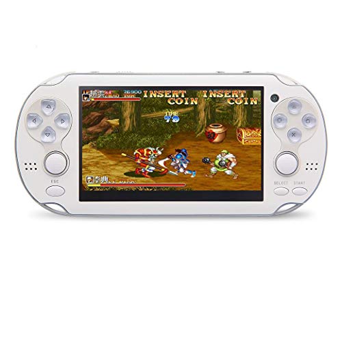 JXD Consola de videojuegos portátil de 4.3 pulgadas 8GB consola de videojuegos integrada en 1200 juegos soporte para juegos de arcade/neogeo/cps/FC/SFC/GB/GBC/GBA/SMC/SMD/SEGA Games MP4 Player(blanco)