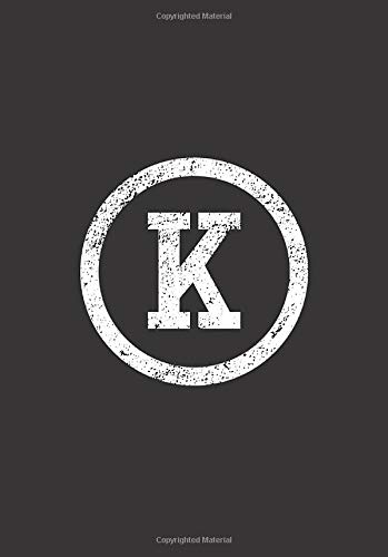 K: Initial letter K monogrammed varsity notebook, wide ruled
