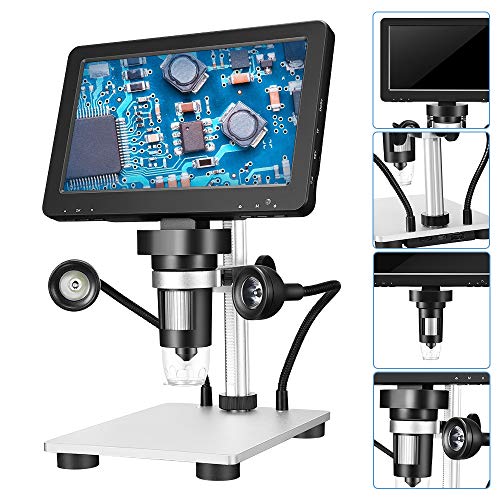 Kacsoo Microscopio Digital de LCD Microscopio Digital con Pantalla LCD Microscopio 720P Pantalla LCD Portátil LED Lupa Digital para Reparación de Relojes Tasación De Joyas Investigación Científica