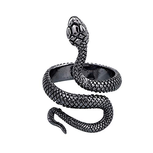 KAIGE Anillo de diseño de serpiente, apertura ajustable, unisex, estilo bohemio, vintage, envolvente, serpiente abierta para hombres y mujeres
