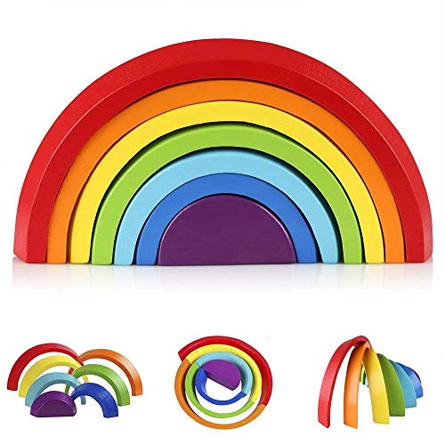 KanCai Puzzle Rompecabezas Forma de Arco Iris Madera, 7 Color del Juguetes Juegos Educativos Aprendizaje 2 3 4 Años KanCai Puzzle Rompecabezas Forma de Arco Iris Madera, 7 Color del Juguetes Juegos Educativos Aprendizaje 2 3 4 Años