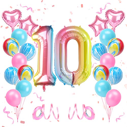 KATELUO Globo de Cumpleaños 10 Años, Decoración de Cumpleaños 10 Años, Globo Numero 10 Gigante, Cumpleaños Globos 10 Años Niña, Globos de Cumpleaños Niña 10 Años para Fiestas de Cumpleaños KATELUO Globo de Cumpleaños 10 Años, Decoración de Cumpleaños 10 Años, Globo Numero 10 Gigante, Cumpleaños Globos 10 Años Niña, Globos de Cumpleaños Niña 10 Años para Fiestas de Cumpleaños