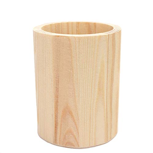Kentop – Portalápices de madera de bambú, rectangular, redondo, hexagonal, soporte para lápices, sin tratar, para artesanía redondo 10×8CM