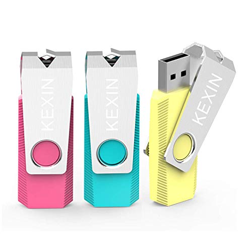 KEXIN 32GB Memoria USB 2.0 Pendrive 32GB Flash Drive Memory Stick para Computadoras, Tabletas y Otros Dispositivos [3 Unidades ] Color de Amarillo, Rojo, Verde