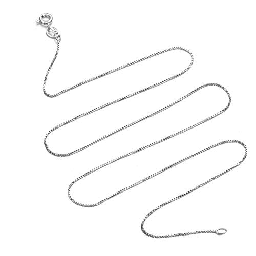 Kezef Collar - Cadena de Eslabón Cuadrado de 1 mm – Fina Plata De Ley 925 – Medidas de 35,6 cm a 1 m