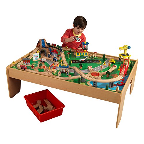 KidKraft- Juguete de vías de tren y mesa con cascada y montaña, de madera, para niños, juego clásico de actividades ferroviarias con accesorios incluidos (120 piezas) , Color Multicolor (17850) KidKraft- Juguete de vías de tren y mesa con cascada y montaña, de madera, para niños, juego clásico de actividades ferroviarias con accesorios incluidos (120 piezas) , Color Multicolor (17850)
