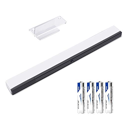 KIMILAR Inalámbrico Barra De Sensor Compatible con Nintendo Wii / Wii U Barra de Sensores de Infrarrojos con 4 * AAA Pilas y 1 Soporte Transparente, [Video Game] -Blanco [video game]