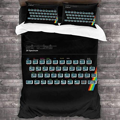 Kinhevao Sinclair ZX Spectrum Gaming Console Juego de Cama de 3 Piezas Funda nórdica, Juego de Cama Decorativo de 3 Piezas con 2 Fundas de Almohada C10712