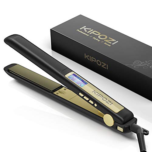 KIPOZI Plancha de Pelo Profesional, Plancha de Titanio para Alisar o Rizar el Cabello sin Daños, Pantalla Digital con Temperatura de 80 a 230℃ (Negro Mate) KIPOZI Plancha de Pelo Profesional, Plancha de Titanio para Alisar o Rizar el Cabello sin Daños, Pantalla Digital con Temperatura de 80 a 230℃ (Negro Mate)