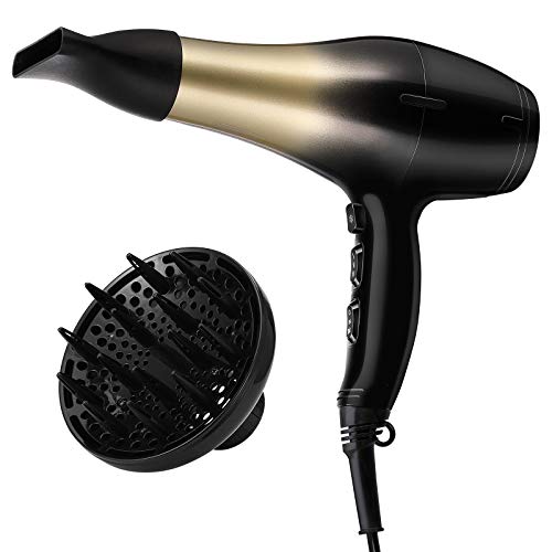 KIPOZI Secador Pelo Ionico para Eliminar el Aspecto Frizz del Cabello, Secador Profesional de Dc Motor de 1800W, Potente Flujo de Aire, Ligero Peso, Bajo Ruido, 3 Niveles de Temperatura, 2 Velocidades