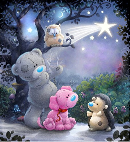 Kit de pintura de diamante 5D de Numbers Teddy Animals DIY painting disney, Crystal Rhinestone de punto de cruz bordado artes manualidades suministros para decoración de la pared del hogar 30x30 cm