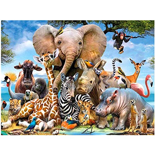 Kit de Pintura de Diamante 5D DIY, Bricolaje Diamond Painting kit Completo Zoo Rhinestone Bordado Diamante Arte para la Decoración de la Pared del Hogar 40 * 30cm